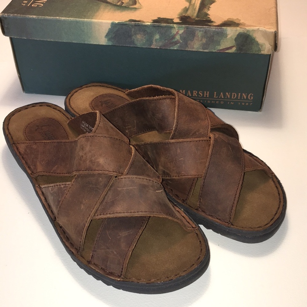 Marsh Landing Brown Leather Sandals (New in Box)
